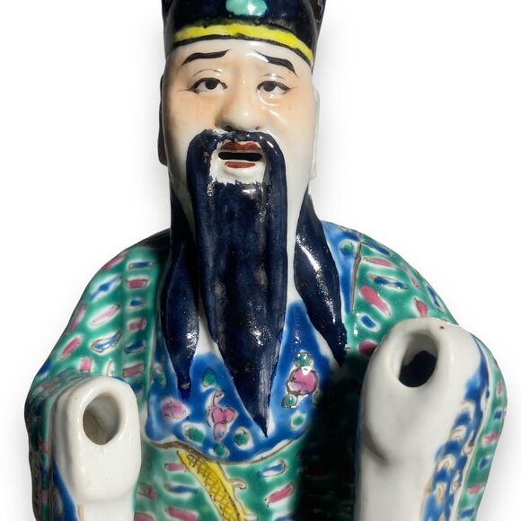 Antique Chinese Famille Verte Rose Enamel Porcelain Standing Immortal Figure - Picture 9 of 13